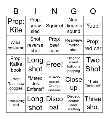 My Life as a Zucchini Bingo Card
