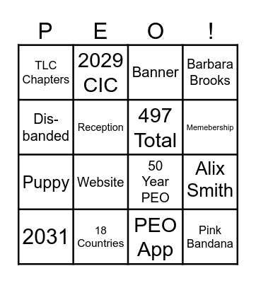 Convention Bingo Card