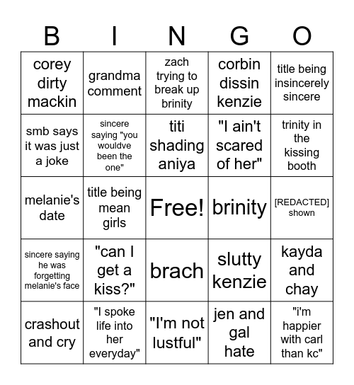 MOVIE NIGHT BINGO CARD Bingo Card