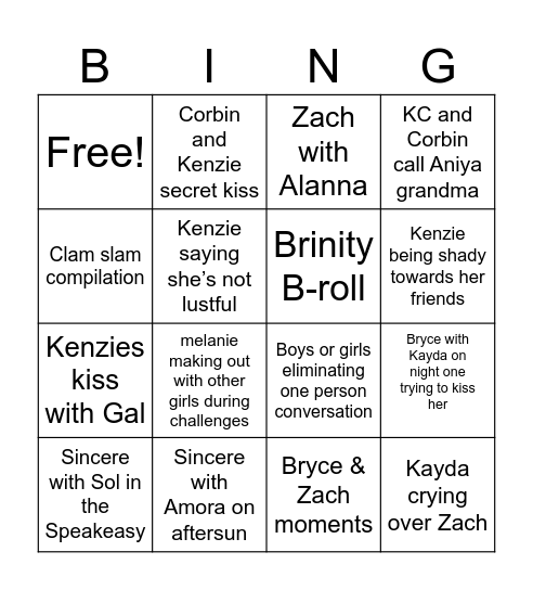 Movie Night Bingo Card