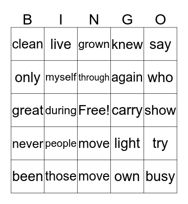 2nd Bingo Card