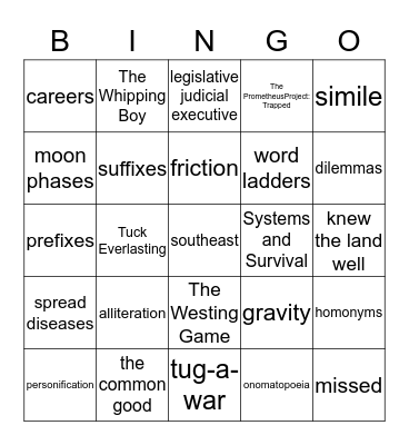 Review the Year Bingo Card