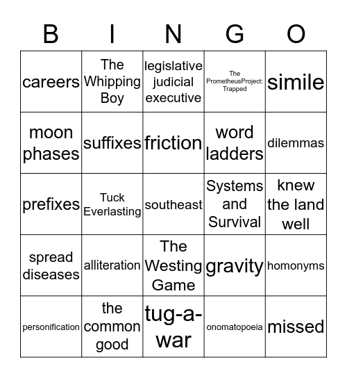 Review the Year Bingo Card