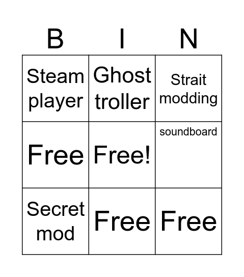 Modders bingo Card
