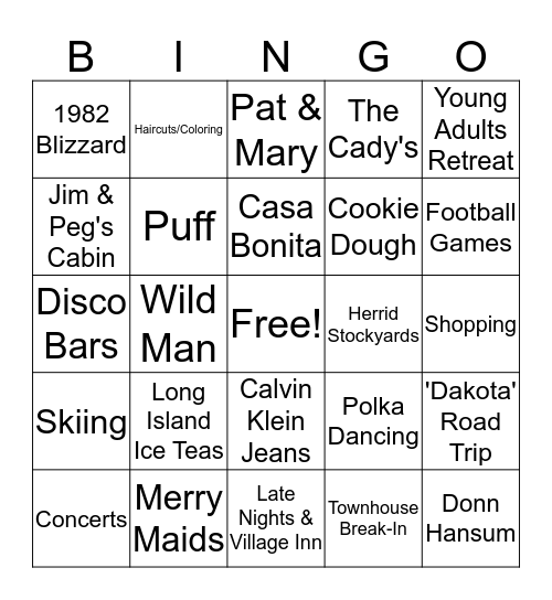 Colorado Girl's Squad Bingo Card