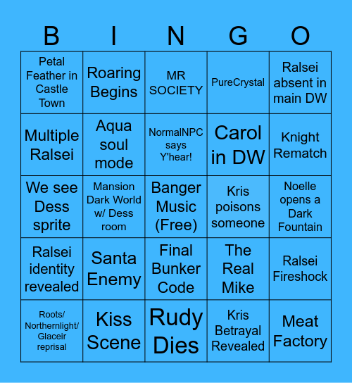 Deltarune CH6 Bingo Card