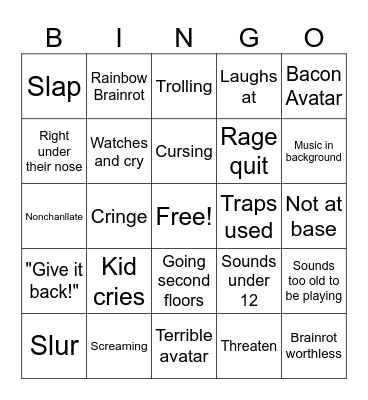 Steal a brainrot Bingo Card