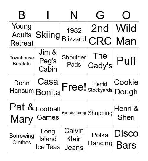 Colorado Girl's Squad Bingo Card