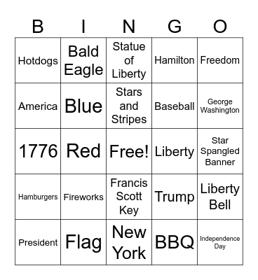 4th of July Bingo Card