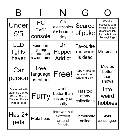 SPENCER BINGO Card