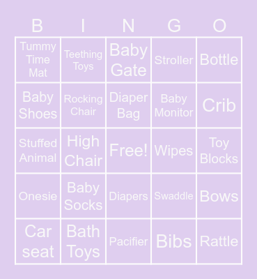 Baby Shower Bingo Card