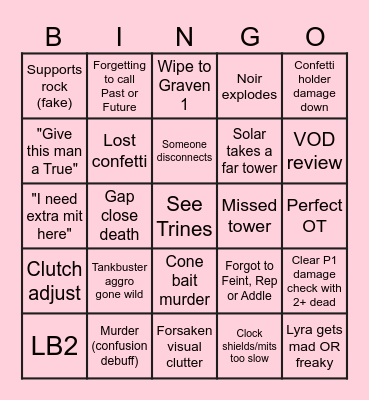 Shaco Static DMU Bingo Card