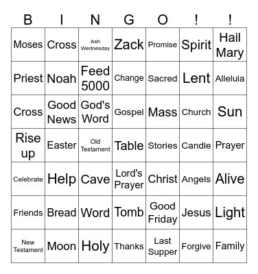 WALKING WITH JESUS Bingo Card
