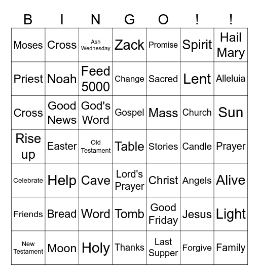 WALKING WITH JESUS Bingo Card