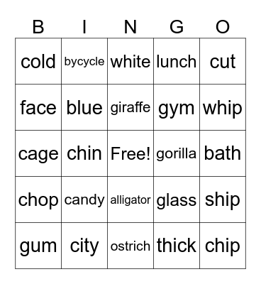 phonics monster Bingo Card