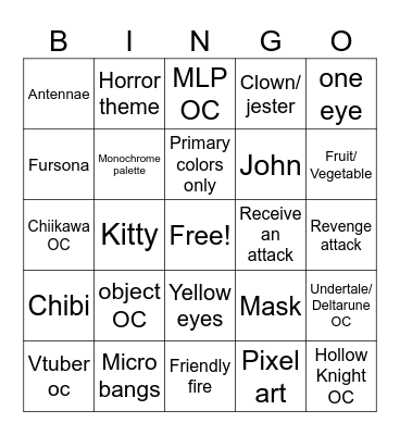 Art fight bingo Card