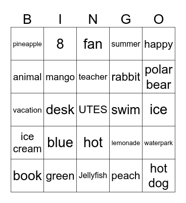 Summer Bingo Card