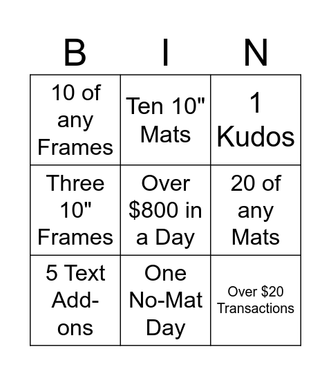 Letter Art Bingo Card