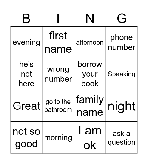 Bingo Card