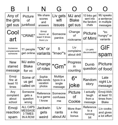 Hard Groupchat Bingo Card