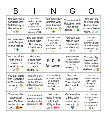 B10 L5 (easier) You can train with Tanjiro in the forest. 🗡️🌲 Bingo Card