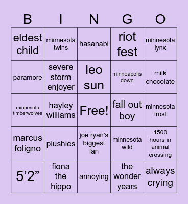 @2007warpedtour Bingo Card
