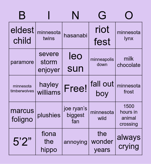 @2007warpedtour Bingo Card