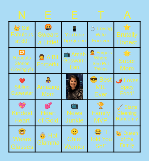 Happy 80th Birthday MOM! Bingo Card
