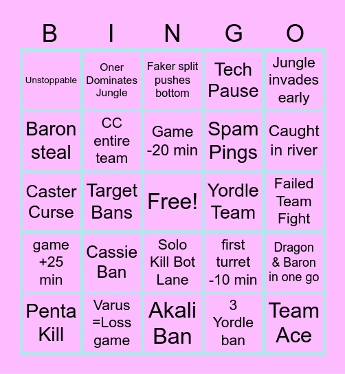 Bracket Finals Bingo Card