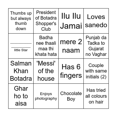 Family & Friends Bingo Card
