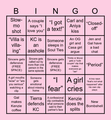 LOVE ISLAND BINGO 🌺🐬 Bingo Card