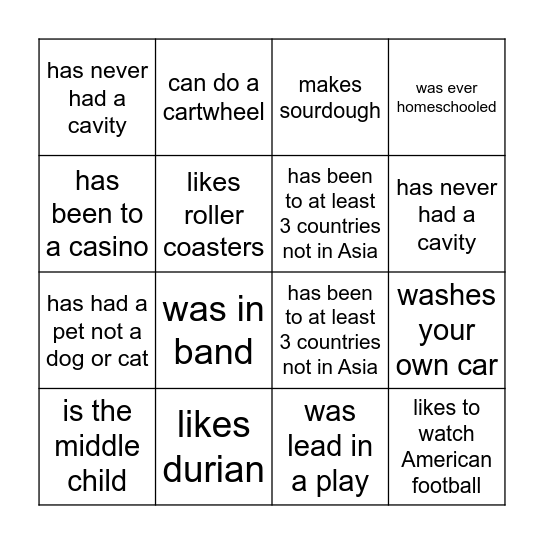 SUMATRA Get to Know You Bingo Card