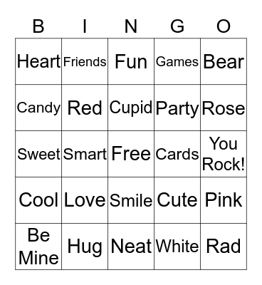 Valentine's Bingo Card
