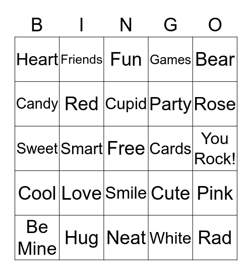 Valentine's Bingo Card