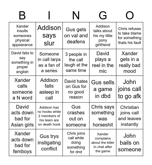 GC BINGO Card