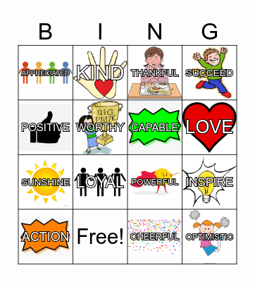 SELF-ESTEEM BINGO Card