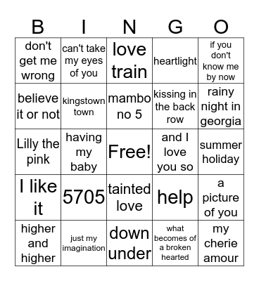 HITS 34 Bingo Card