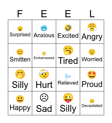 Feelings and Emotions Bingo Card