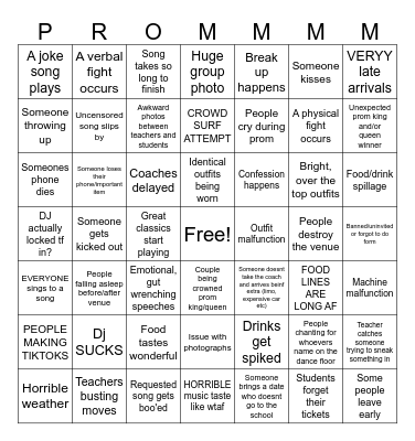 PROM BINGO 2026 Bingo Card