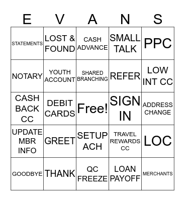 Teller Line Bingo Card