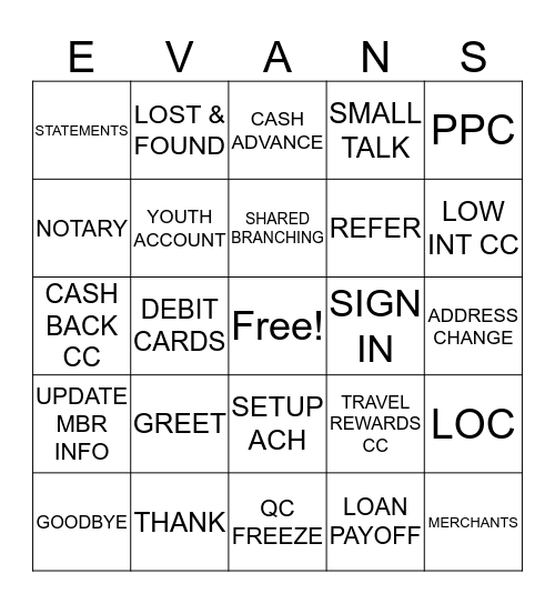 Teller Line Bingo Card