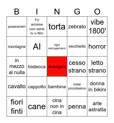 Hotel Bingo Card