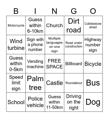 GeoGuessr Bingo Card