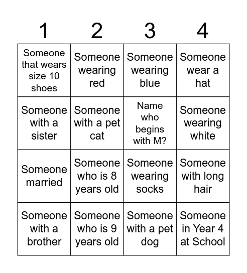 Get to Know You Bingo Card