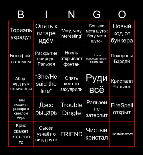 Дельтарун 6 глава Bingo Card