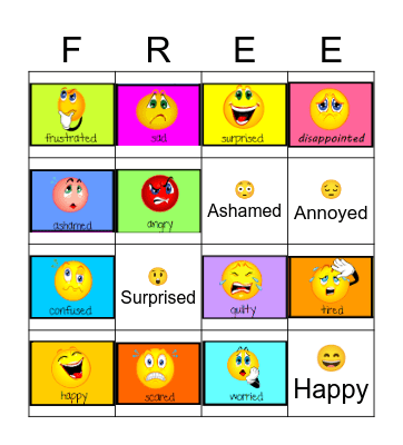 Emotions Bingo Card
