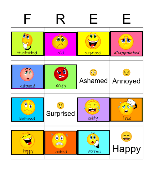 Emotions Bingo Card