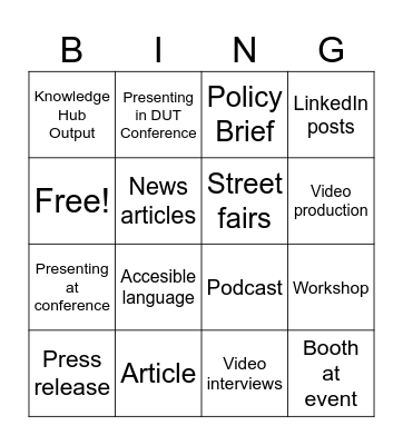Panorama Session: Impact Bingo Card
