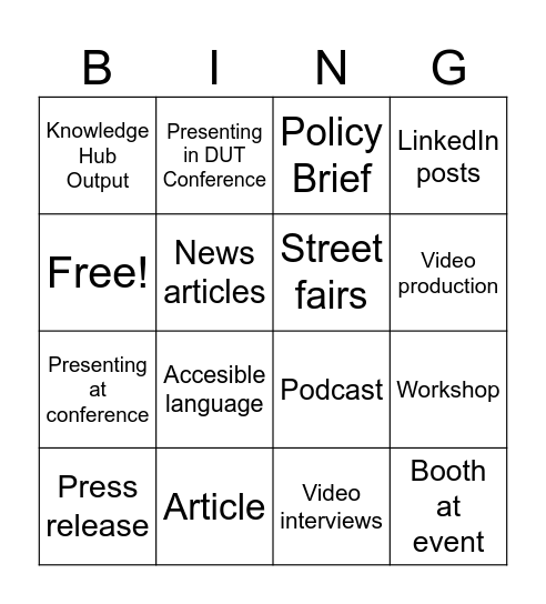Panorama Session: Impact Bingo Card