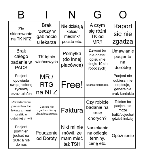Radio Medica BINGO Card